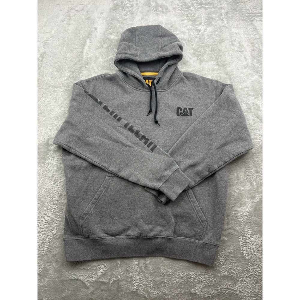 Caterpillar Hoodie Grey Mens XL Sweatshirt Trademark Logo Outdoor Workwear
